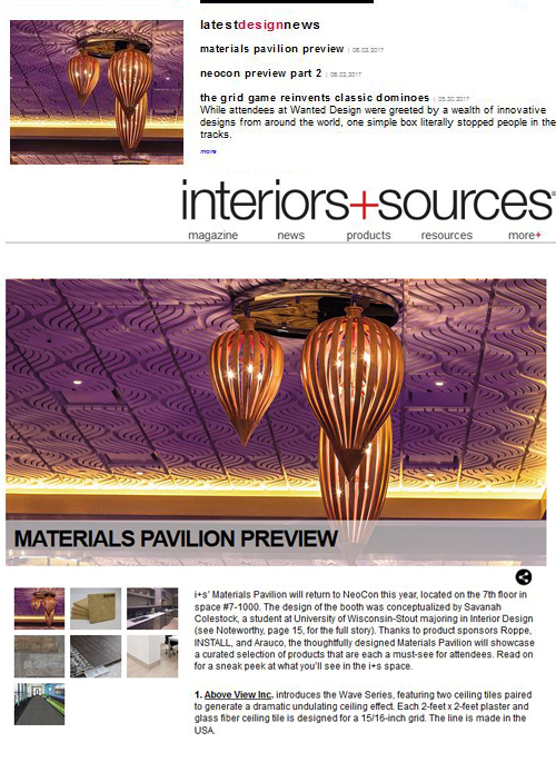 Interiors + Sources, Website Ad, NeoCon Materials Pavilion, June 6, 2017