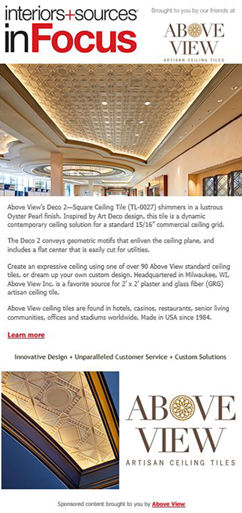 Interiors + Sources inFocus, Digital Ad, Sep 29, 2020